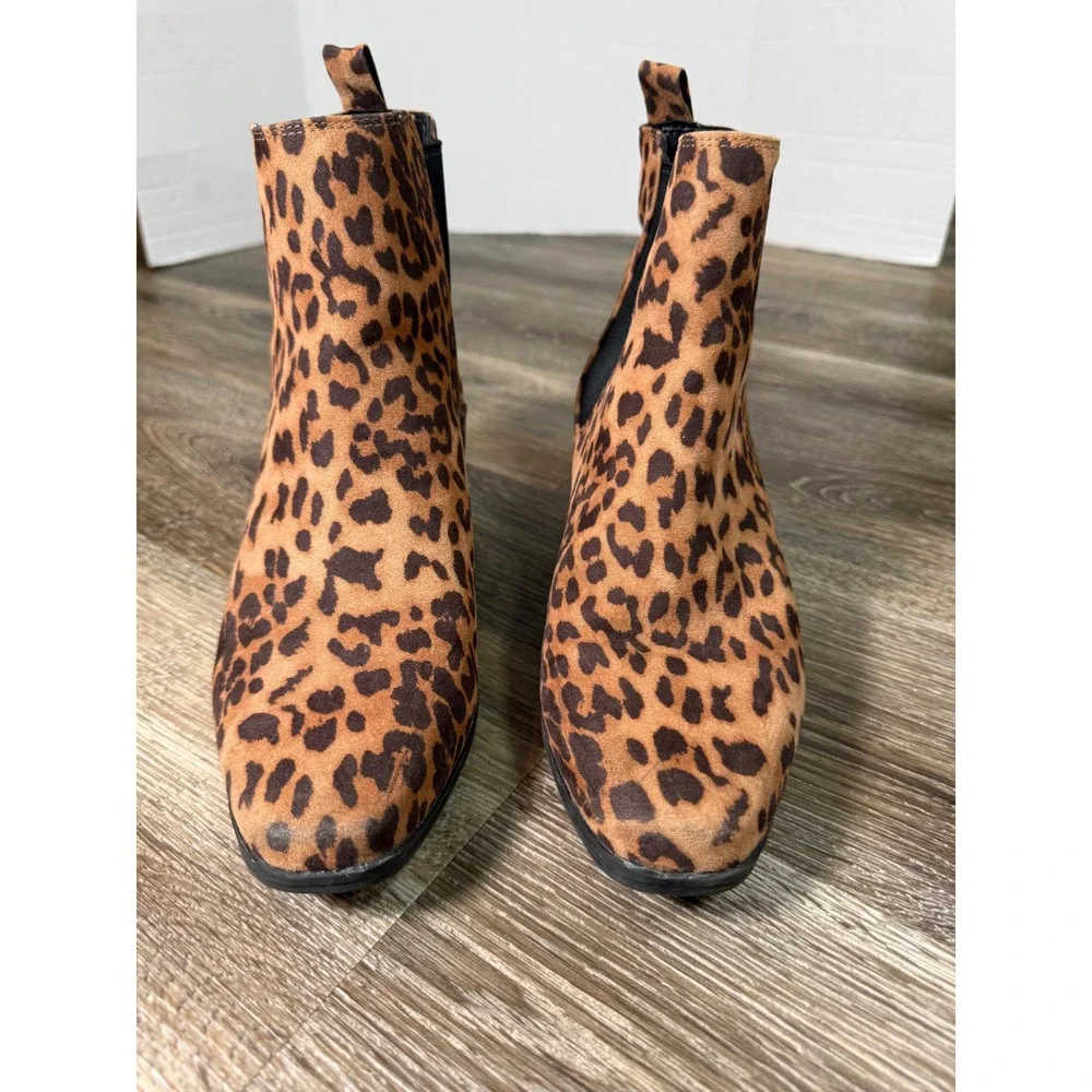 Leopard Print Chelsea Ankle Boots Brown Block Heel Size 9 Target a new‎ day